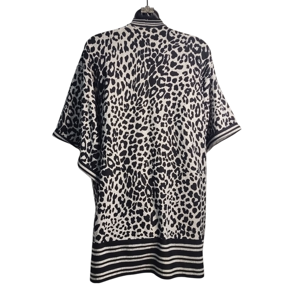 Crew Knitwear Womens Short Sleeve  Relaxed Fit Leopard Print Cardigan Size Large - Picture 2 of 7
